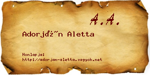 Adorján Aletta névjegykártya